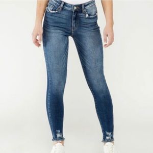 KanCan Distressed Frayed High-rise Navy Skinny Jeans - 25